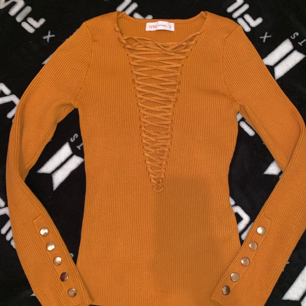 Orange Lace up front long sleeve